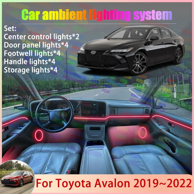 

For Toyota Avalon MK5 XX50 2019~2022 2020 2021 2/18 in 1 Car Atmosphere Light Lamp RGB Shade Ensemble Streamer Atmosphere Set