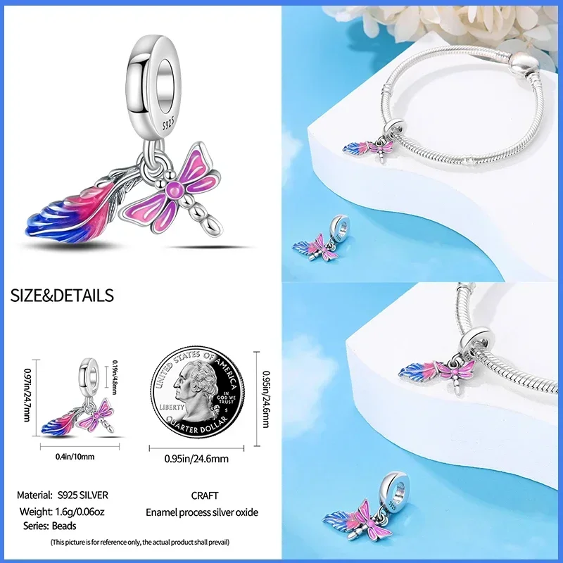 925 Sterling Silver Colorful Masquerade Series Sexy Mask Feather Dress Charms Beads Fit Pandora Original Bracelets DIY Jewelry