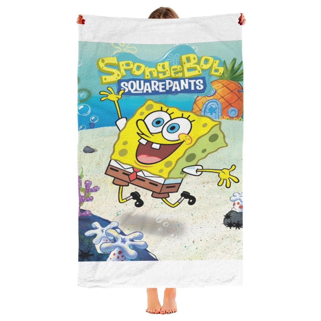 

Microfiber Beach Towel Sponge-bob Cartoon Print Quick Dry Sandless Beach Blanket Soft Comfortable for Men Women Camping Pool