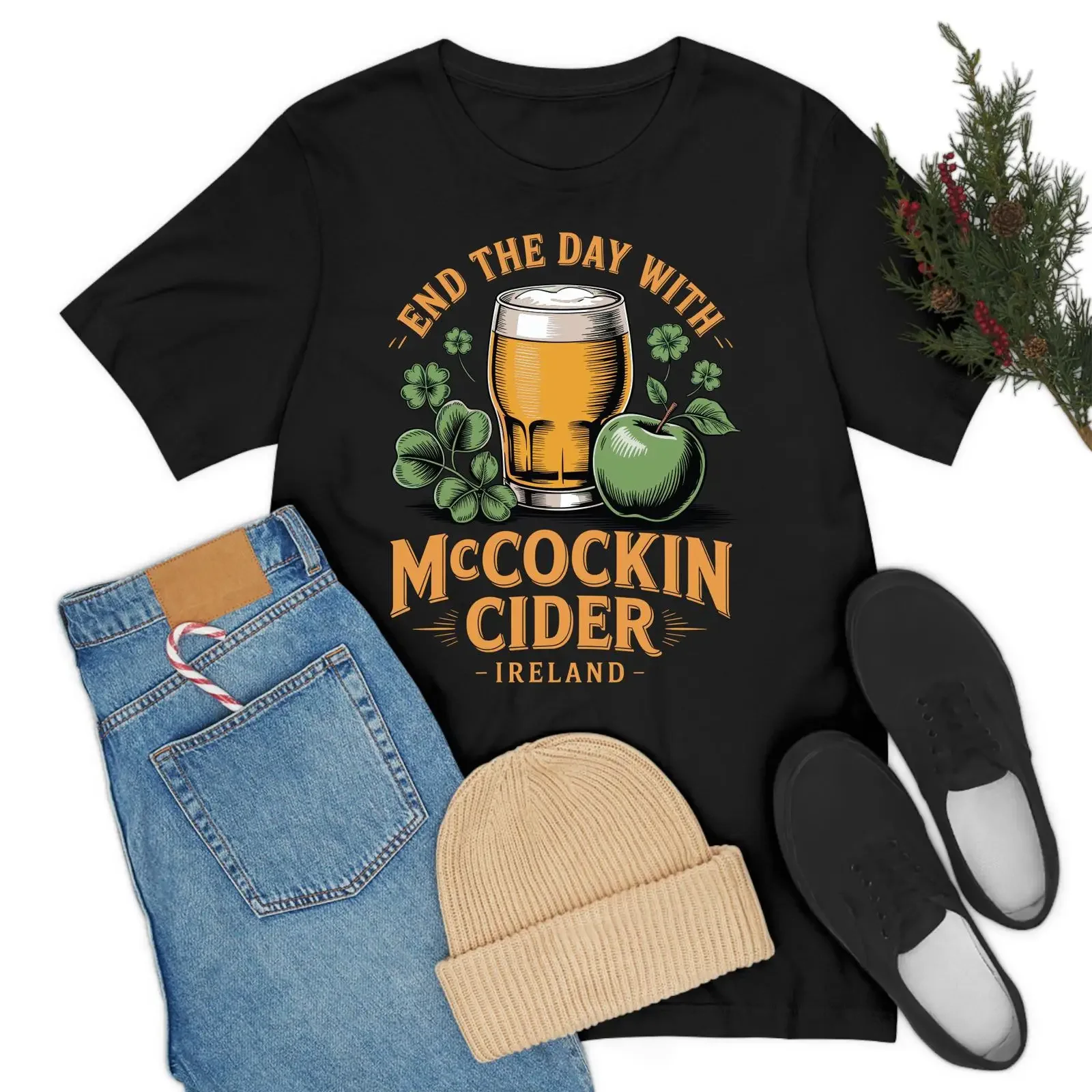 In The End With Mccockin Cider Funny St Patricks Day Ireland Drinking T Shirt vintage Washed Slightly Unisex graphic