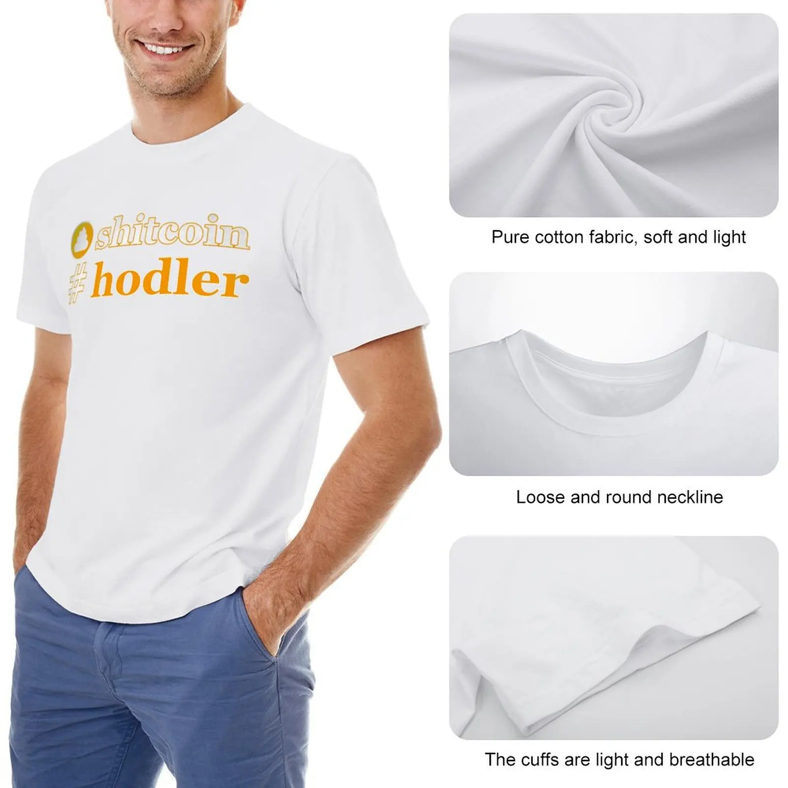 Shitcoin Hodler Essential Camiseta de cuello redondo Motion Funny, camisetas divertidas para el hogar, talla europea