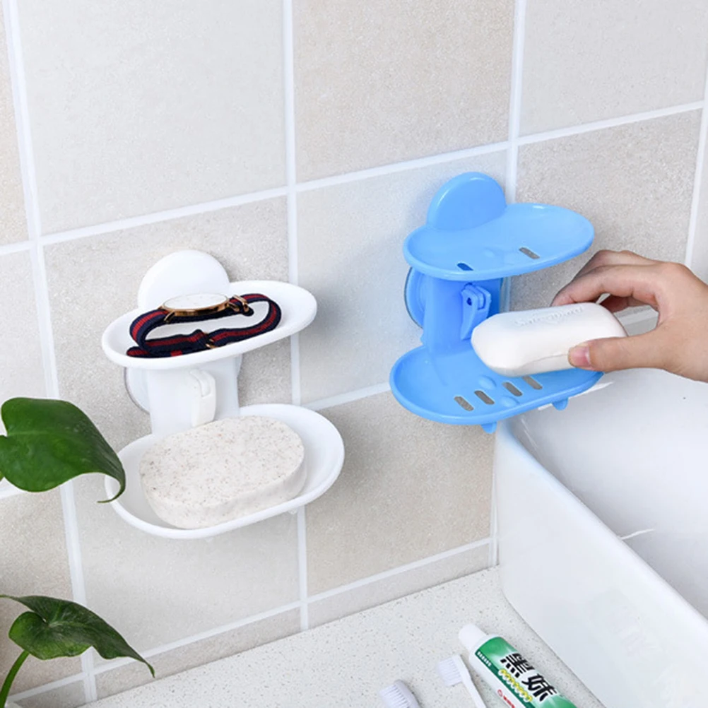 

Double Soap Suction Strongsturdy Bathroom Shower Holder Easy Soap Holder Suction Cup Install Heavy Load Blue