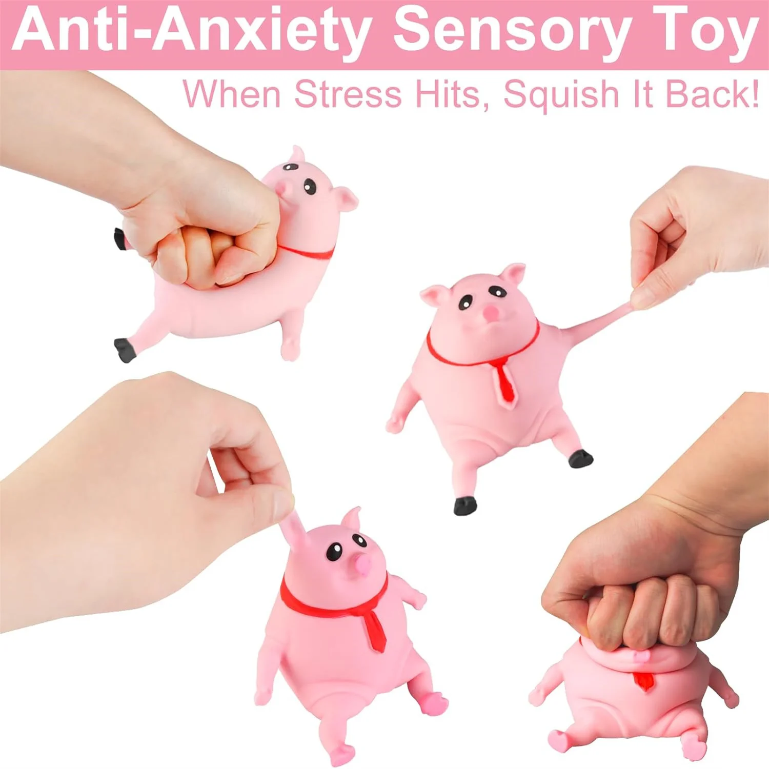 Süßes Squishy Pig Stress Relief Pig Squeeze Toys to Anxiety, lustiges Stretch-Tier-Spritzer-Spielzeug für Autismus und ADHS Dekompressionsspielzeug