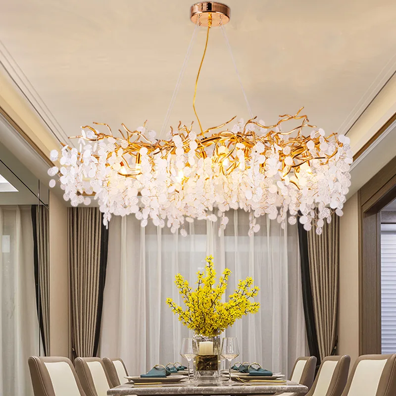 Modern Lustre LED Crystal Suspension Chandeliers Money Tree Ceiling Light Villa Living Room Hotel Hall Art Indoor Decor Lighting