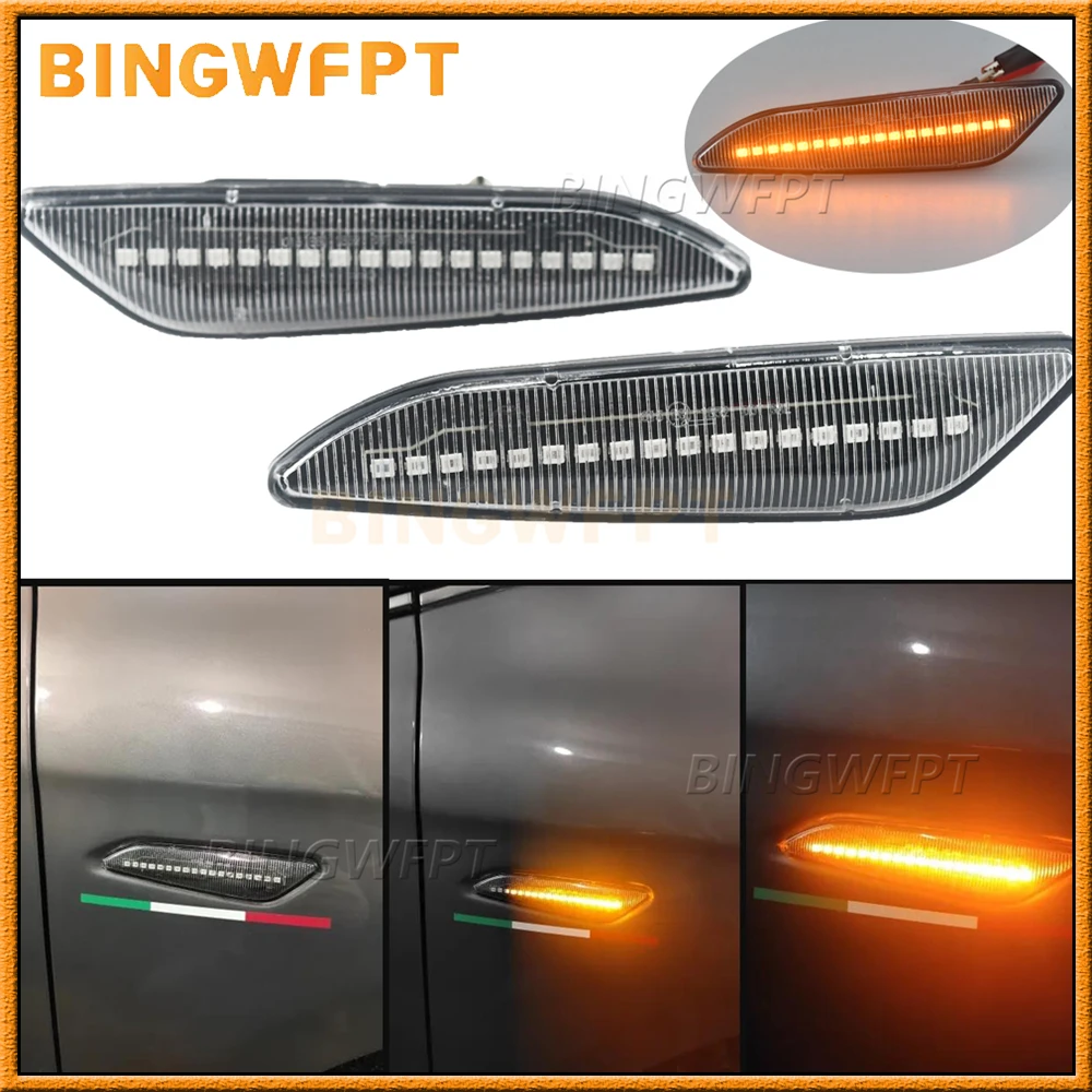 1 Pair Dynamic Sequential LED Side Marker Turn Signal Repeater Blinker Lamp For Alfa Romeo 156 typ (932) 1997-2005