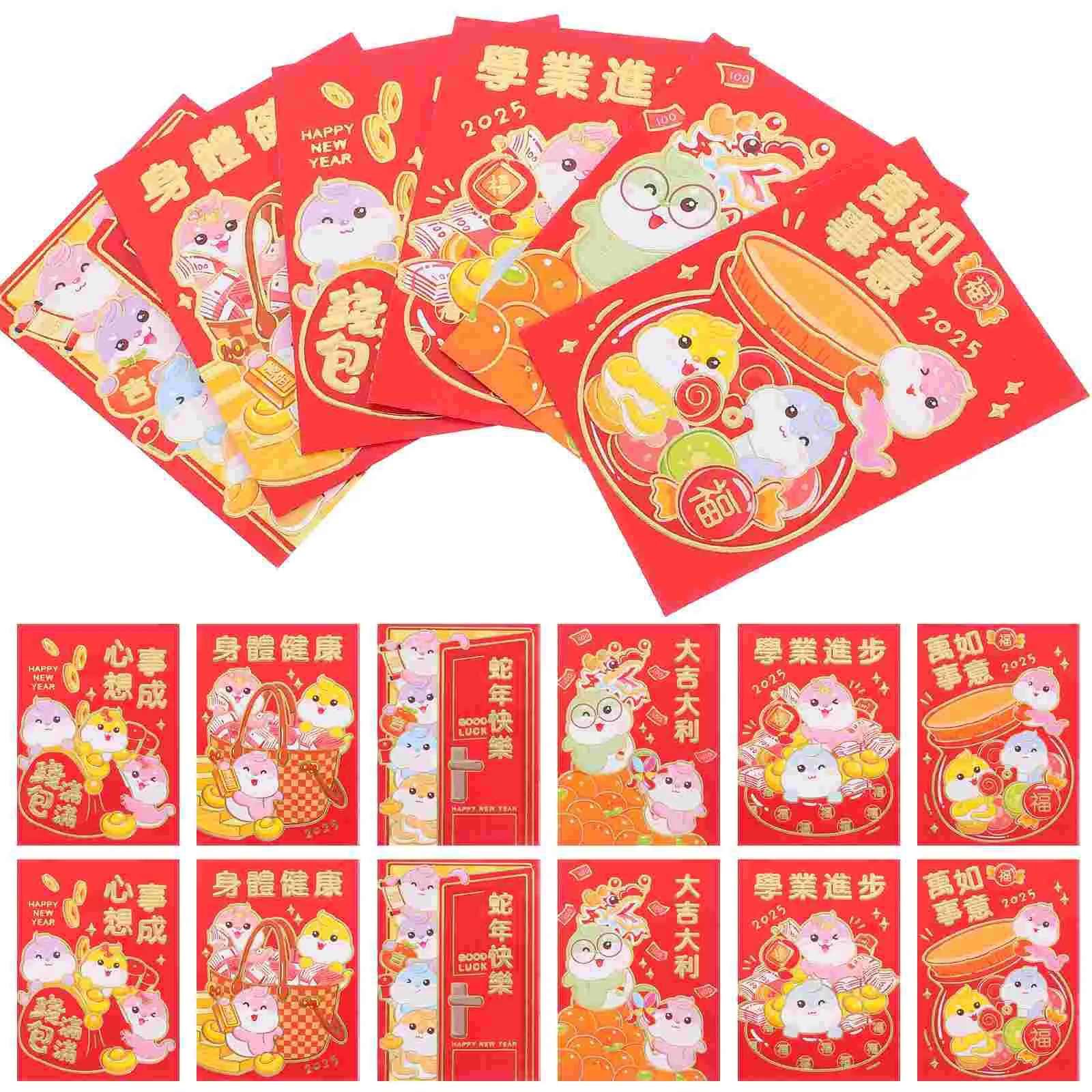 36 Pcs Year of The Snake Red Envelope New Packets Three-dimensional Money Pouches Paper Bags