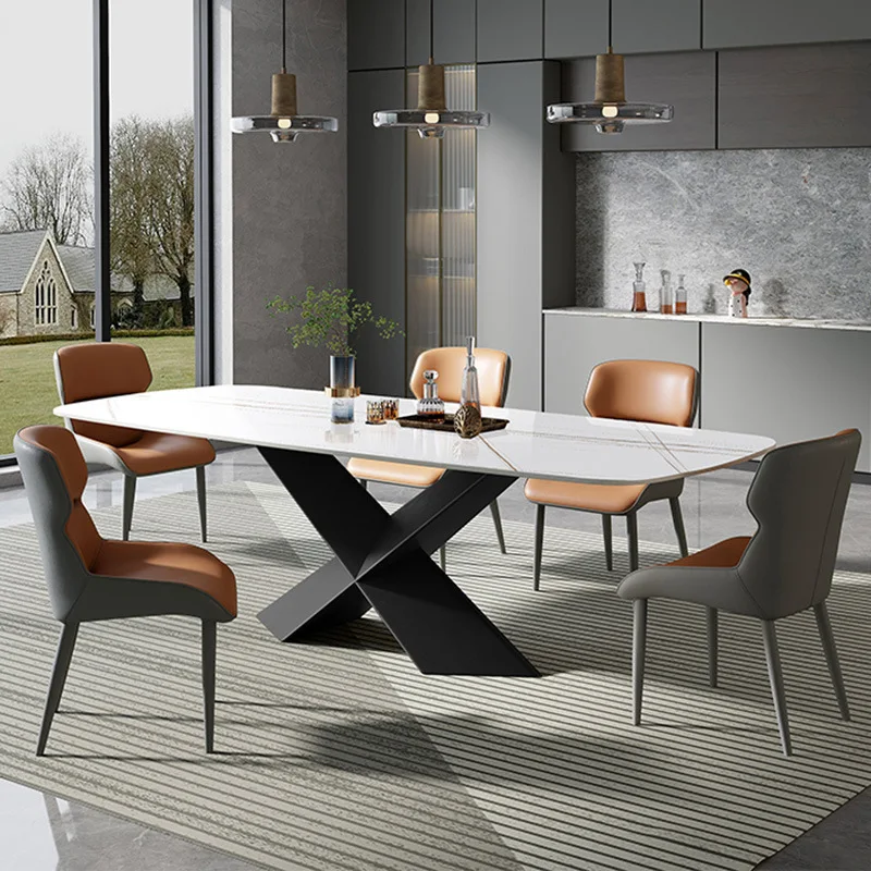 Plus rectangular rock slab dining table Modern Italian minimalist high feeling Home dining table Office large long table Restaur
