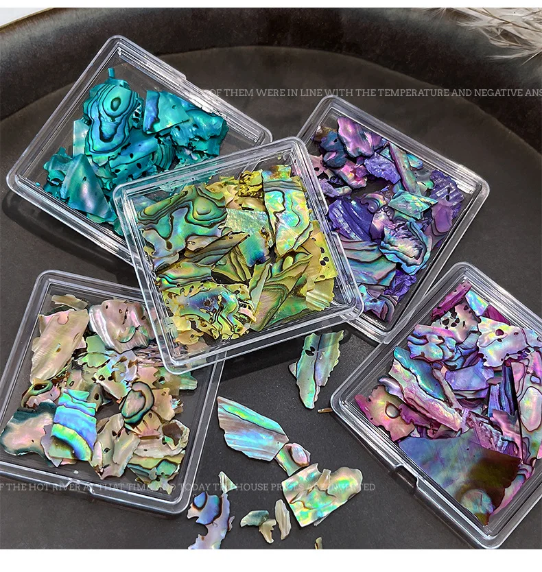 Ultra-Thin Shell Flakes for Nail Art –Irregular Iridescent Abalone Pieces, Natural Mother of Pearl Chips,DIY Manicure Decoration view 6