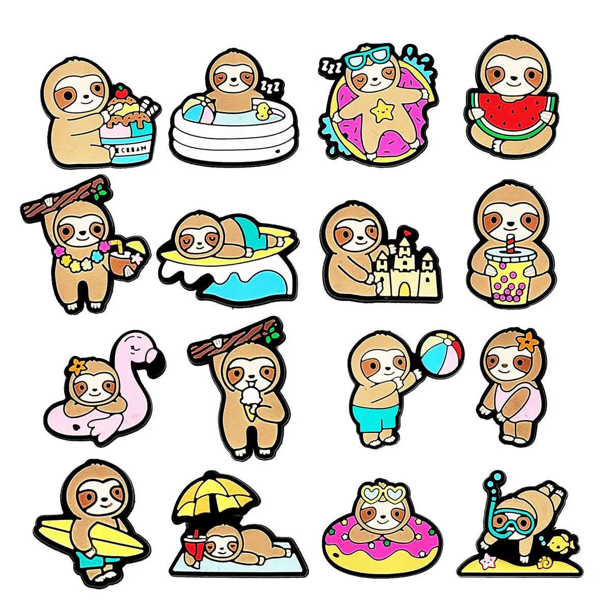 

1Pcs Cute Sloth Shoe Charms Pin for Crocs Accessories Charms Clogs Bubble Slides Sandals PVC Decorations DIY Kids Party Gifts