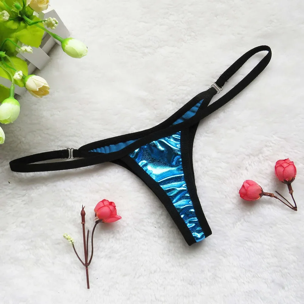 Sexy Women\'s Lingerie Shinny Leather Thong Knickers Panties Briefs Lingerie Wet Look Female Underwear G-String Thongs