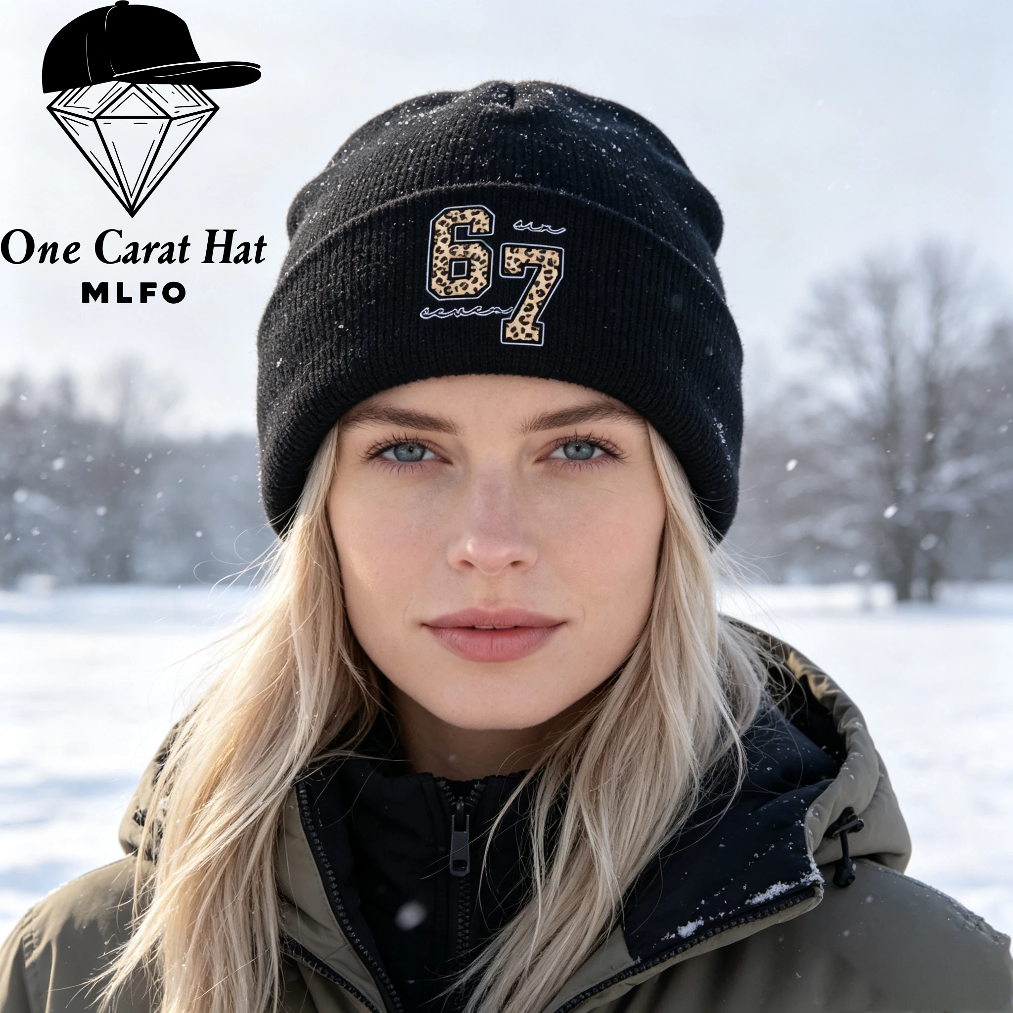 Classic Stylish Knit Beanie, Leopard Number 67 Letter Print, For Daily Street Outfit, Thanksgiving & Holiday Casual Trip