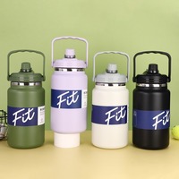 Stainless Steel Insulated Water Bottle Large Capacity 1.5/2/2.5L Sport Thermal Cup with Straw Fall-resistant Vacuum Flask
