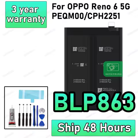 100% New High Quanlity BLP863 Replacement Battery For OPPO Reno 6 5G Batteries+Free Tools