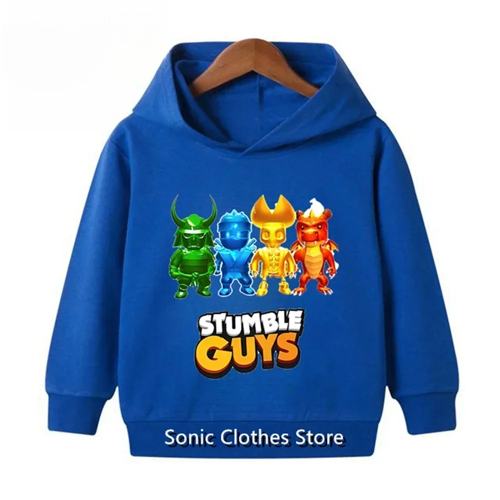 2024 Stumble Guys Hoodie Kids Harajuku Games Sweatshirts Boys Girls Original Cartoon People Print Tops Children's Clothing