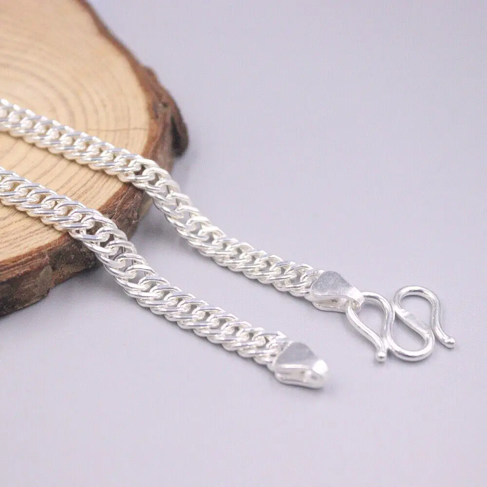 Real 999 Fine Silver Necklace 5.5mm Curb Link Chain 22INCH 30-31g Pure silver999