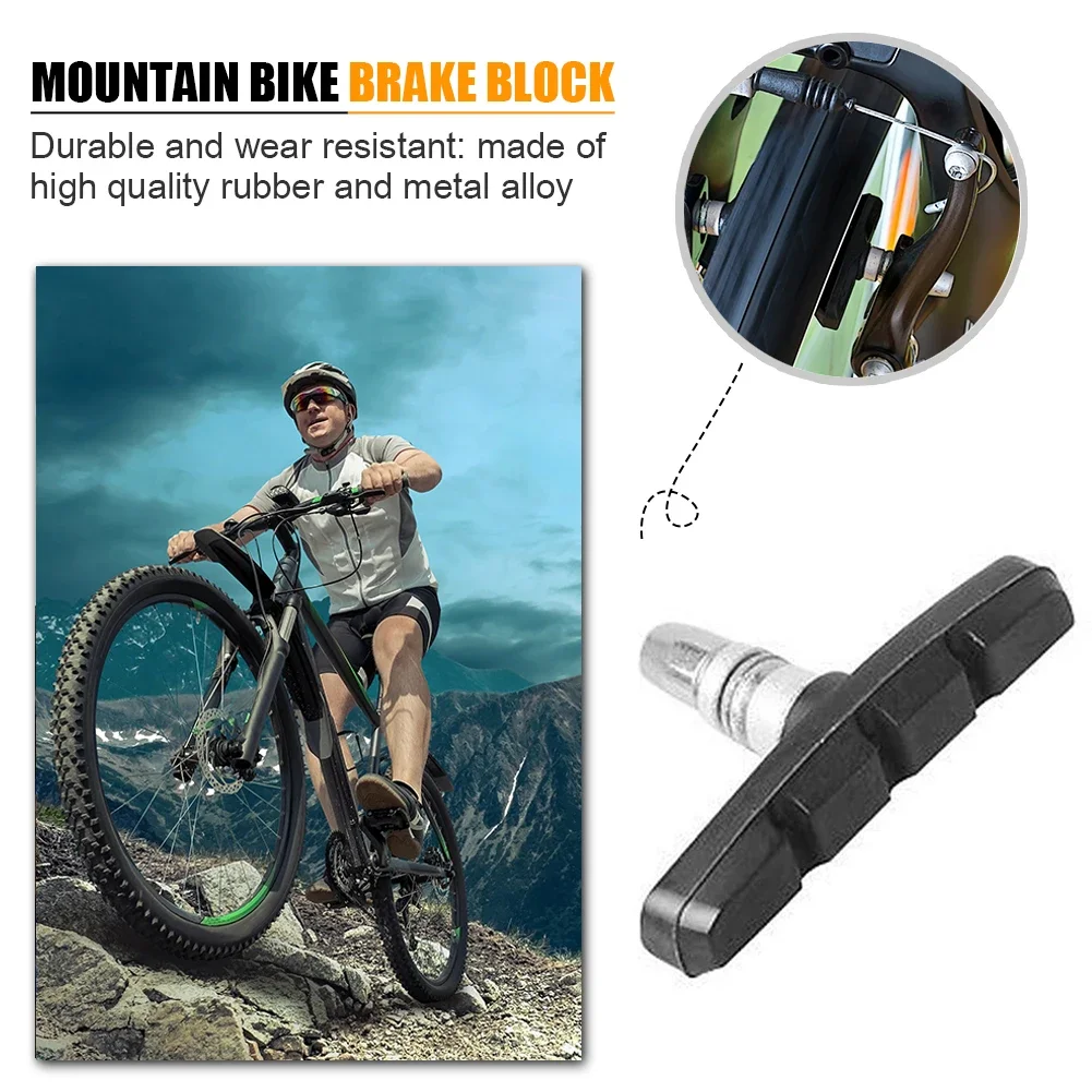 30-1Pcs Durable Bicycle Silent Brake Pads Cycling V Brake Holder Shoes Blocks Rubber 60MM Bike Parts For Mountain Folding Bikes