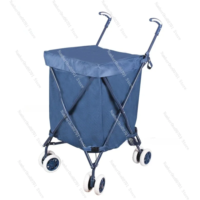 Folding Shopping Cart Grocery Cart  with Washable cover Carbon steel Utility Trolly Cart for Shopping Laundry Camping