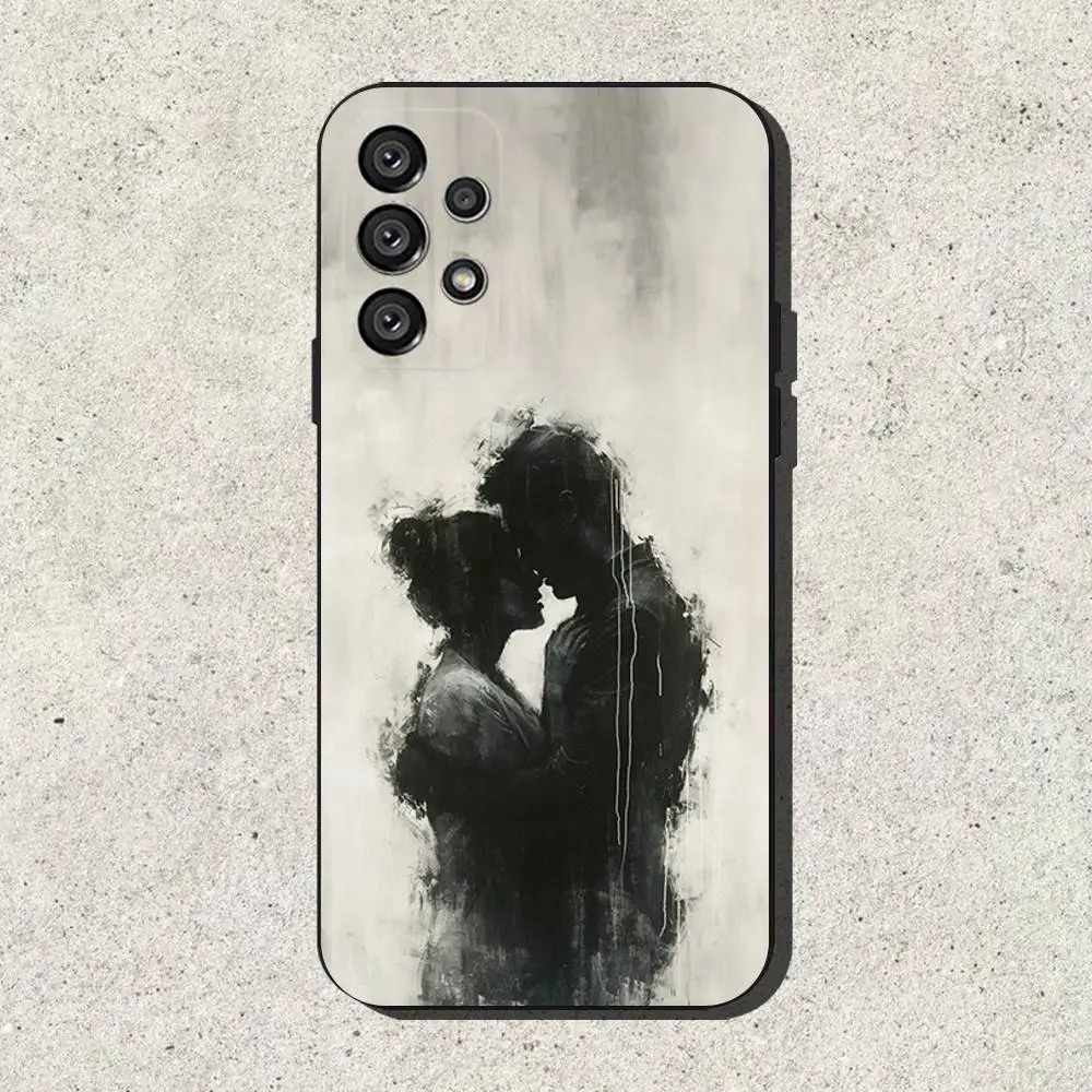 زوجين الفن قبلة النفط اللوحة حالة الهاتف لسامسونج S25، S24، S21، S22، S23، S30، الترا، S20، زائد، Fe، لايت، ملاحظة، 10,9,5G غطاء أسود