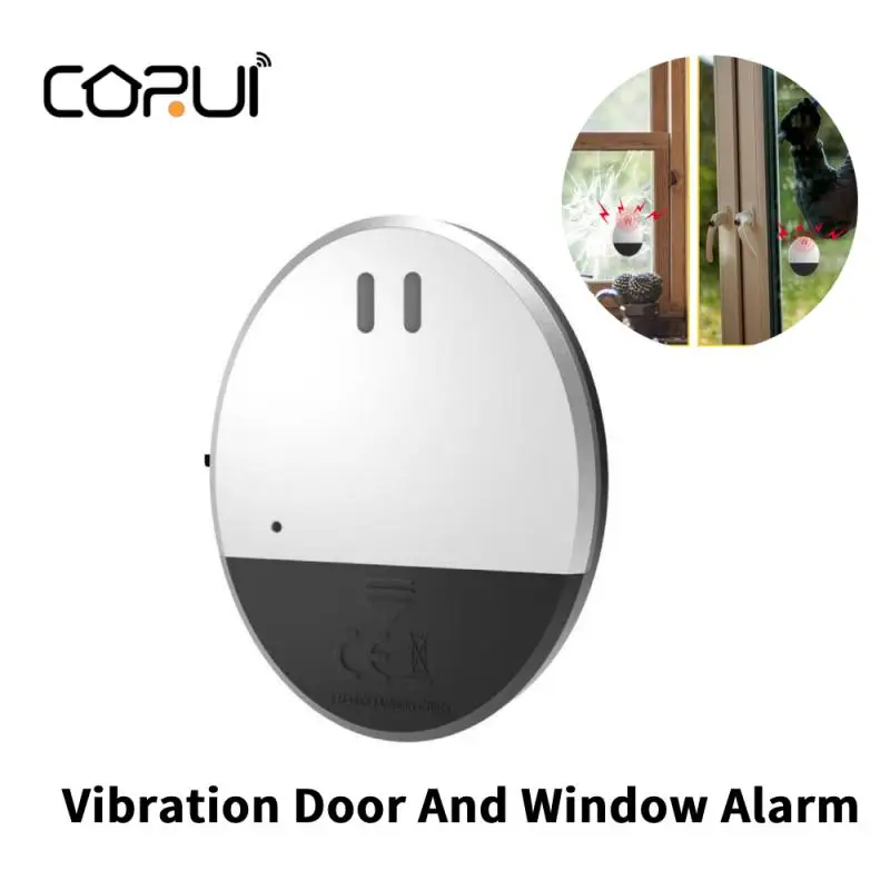 CORUI-Detector de vibración para puerta y ventana, Sensor de alarma antirrobo de inducción de alto decibelio para casa y Hotel