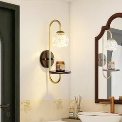 Aromatherapy Wax Wall light French Bathroom Toilet Metal Wood Glass Led Wall Lamp Wabi-sabi Aisle Hallway Wall Light