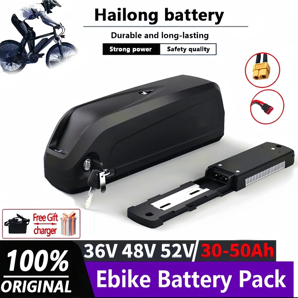 

100% Original 36V 48V 52V Hailong e-bike battery 30Ah 40AH 50Ah WithBMS ，For 350W 500W 750W 1000W motor Electric Mountain Bike