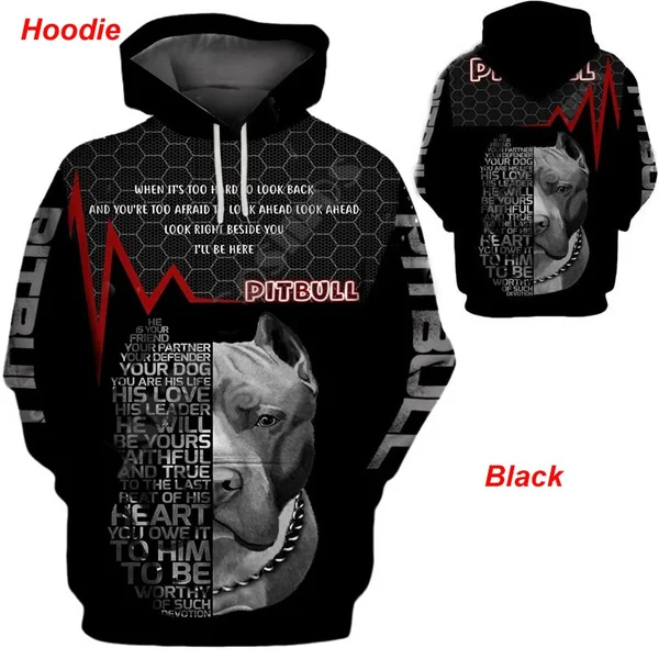 Men Women Cool Hooded Jacket Fashion Rottweiler Pitbull Dog 3D Printed Hoodie