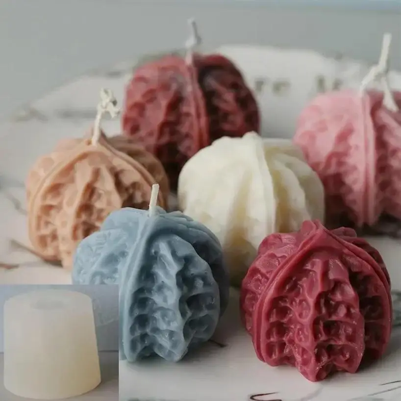 New Walnut Handmade Creative Shape Candle Mold Simulation Food Silicone DIY Scented Craft Mould Accessories Gifts Decoration