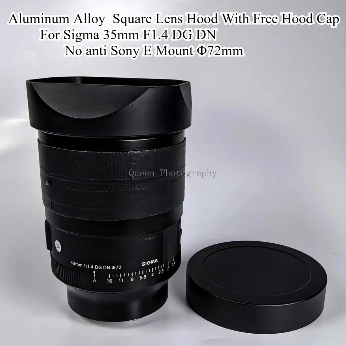pare-soleil-carre-en-metal-a-baionnette-en-alliage-d'aluminium-avec-capuchon-de-capot-gratuit-pour-sigma-35mm-f14-dg-dn-non-anti-sony-e-mount-Φ72mm