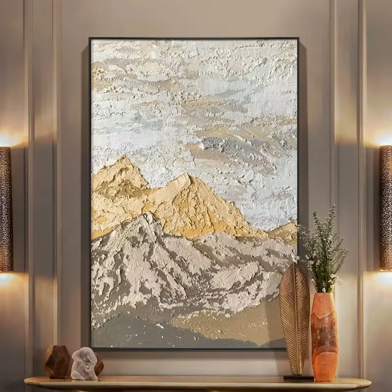 

Modern Abstract Acrylic Mountain Texture Painting，Hand Drawn Canvas Oil Painting,Living Room Decoration,Bedroom,Sofa Background