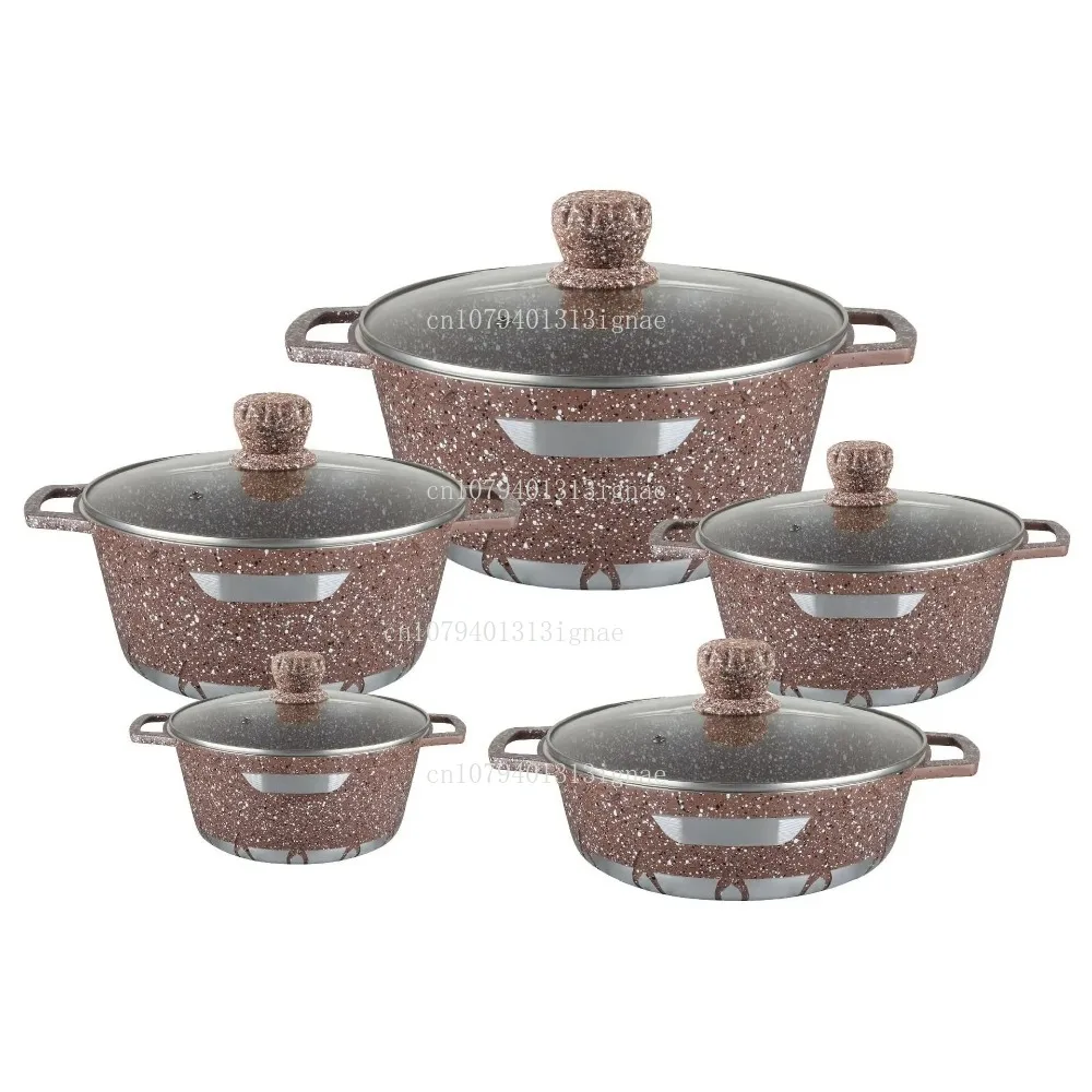 10pieces Nonstick Granite New Die Casting Aluminum Big Kitchen Accessories Cookware Cooking Pots