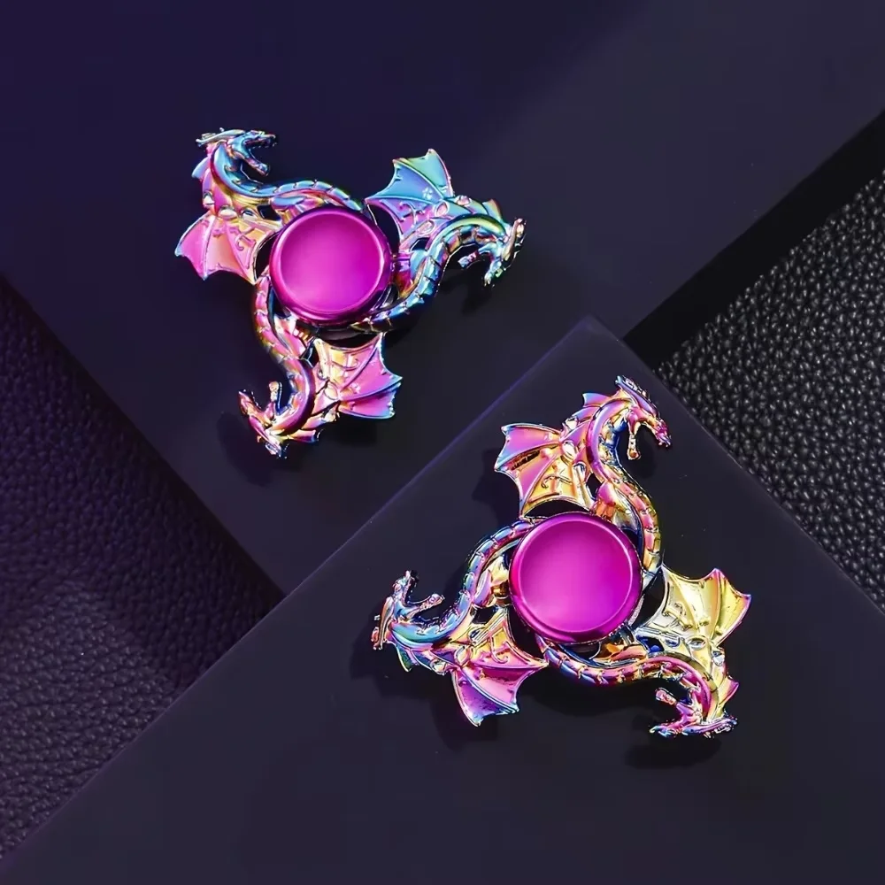 قطعة واحدة من دوارة إصبع معدنية متينة، لعبة تنين ملونة مرتفعة السماء للبالغين مع وقت دوار طويل الأمد #6