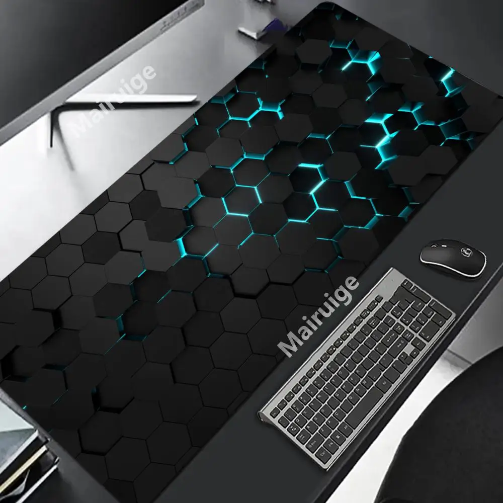 แผ่นรองเมาส์ลายเรขาคณิต 3 มิติ แผ่นรองเมาส์คอมพิวเตอร์แล็ปท็อป แผ่นรองเมาส์สำหรับเล่นเกมขนาดใหญ่สำหรับสำนักงาน ด้านล่างทำจากยางกันลื่น แผ่นรองโต๊ะ 900x400