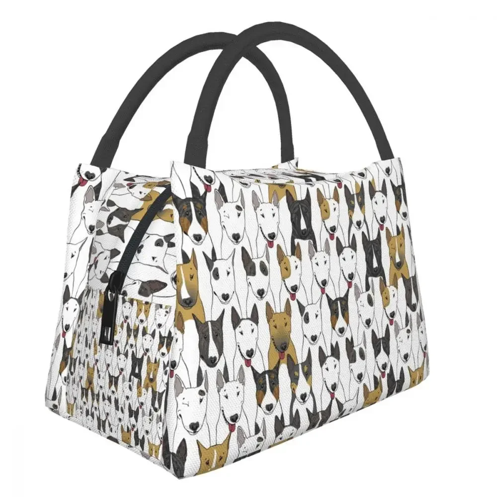 Lunch Bags for Women Portable Insulated Warm Cooler Handbags Bull Terrier Prints Thermal Food Picnic Bag Kids Men Lunch Box