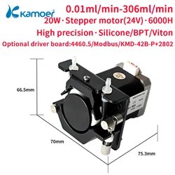 Kamoer KCS bomba peristáltica de bajo flujo, Motor paso a paso de 24V, bomba de transferencia de alta precisión, bomba dosificadora de velocidad ajustable para laboratorio