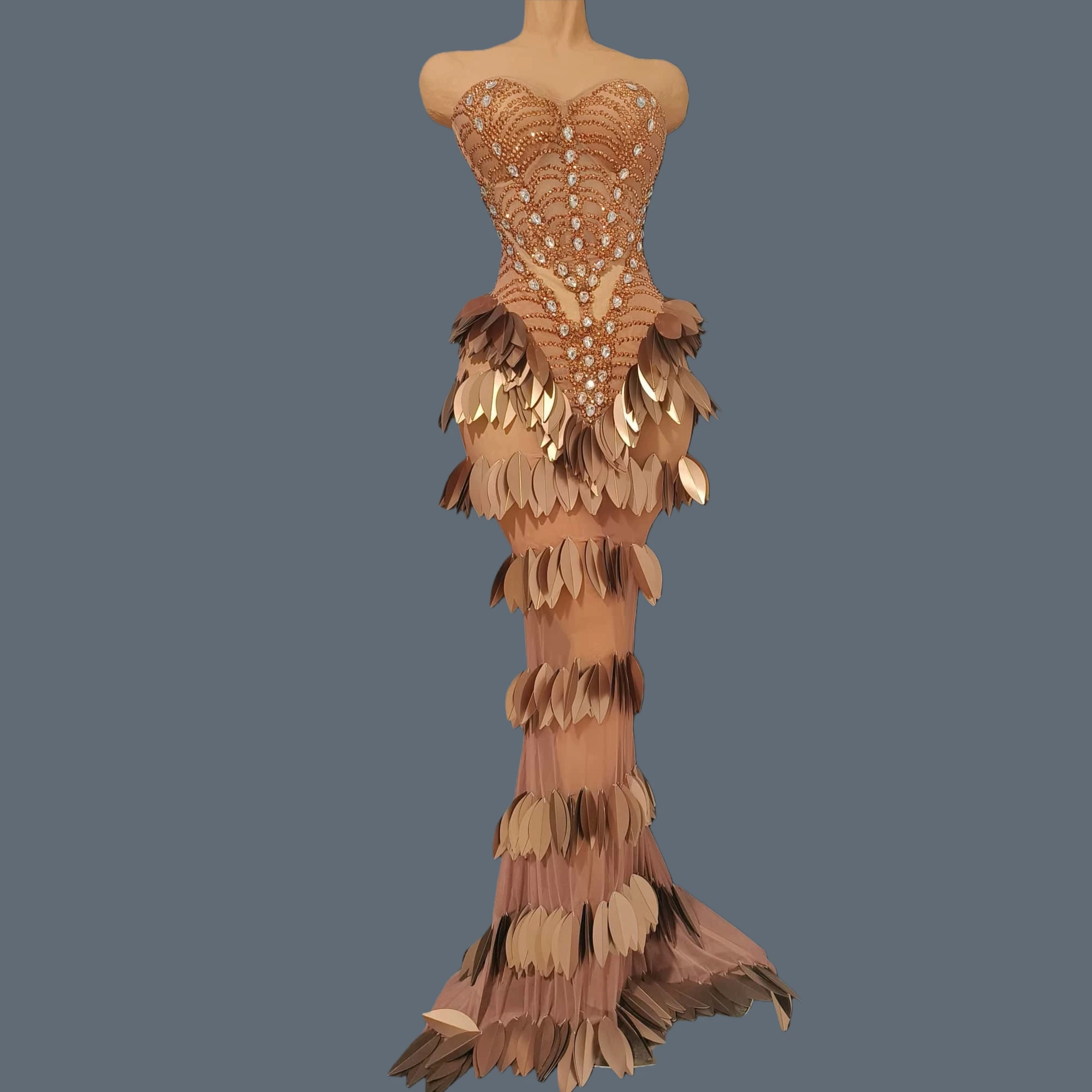 

Sexy Women Elegant Evening Dress Sexy Strapless Mesh Long Dress Party High-end Sparkly Rhinestone Gown Red Mermaid Gown Chaye