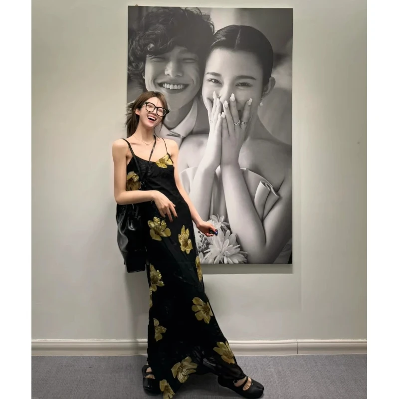 

Suspender Dress, Chiffon Skirt, Slim Fit, Waist and Thin Temperament, Long Dress, Women's Summer Is Beautiful, Cute and Gentle