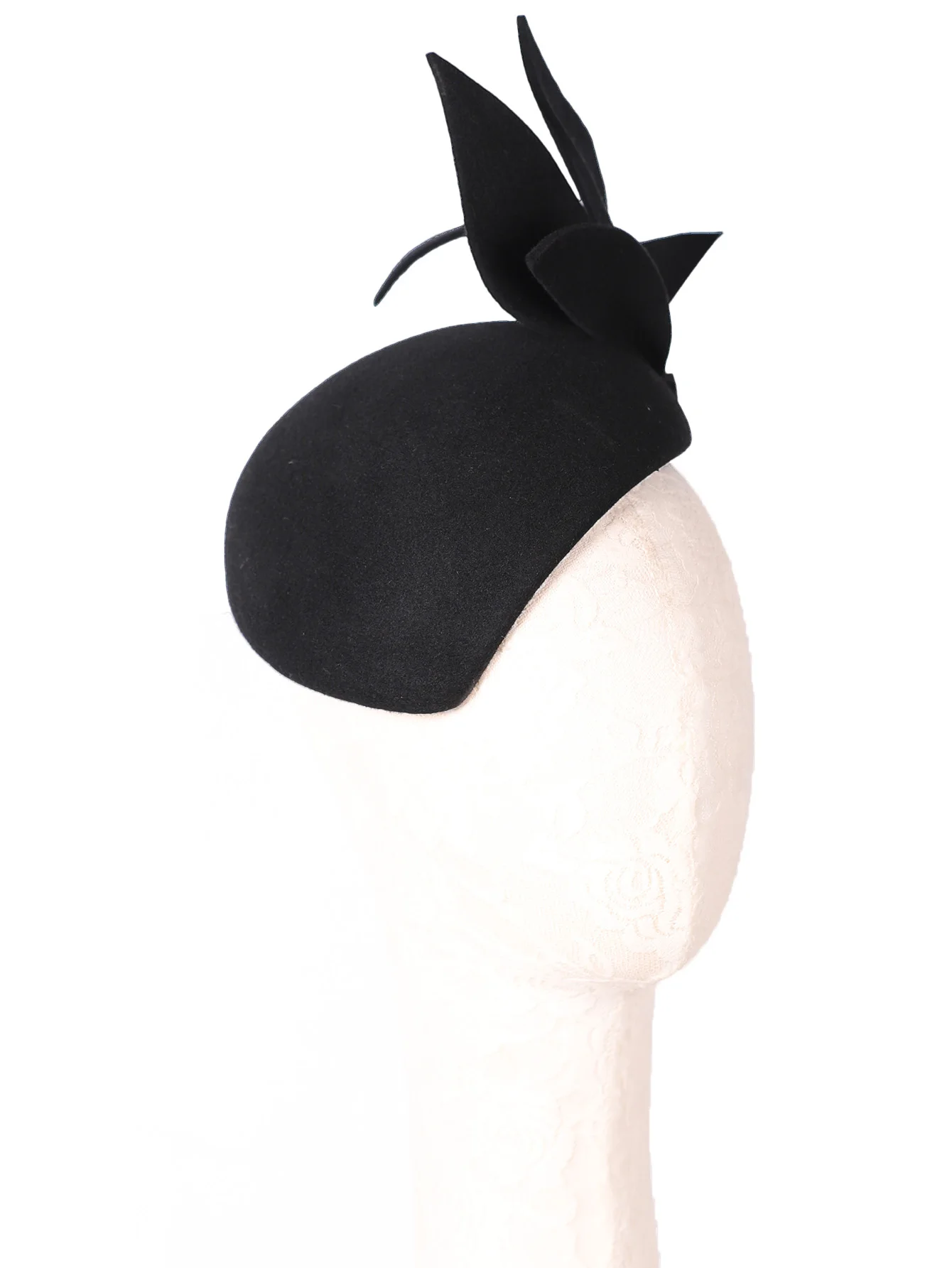 Haze Blue Black Damen-Baskenmütze aus Wollfilz mit großer Blume, formeller Kirchenanlass, Teeparty-Fascinator-Hut für Damen und Herren – Detail 4