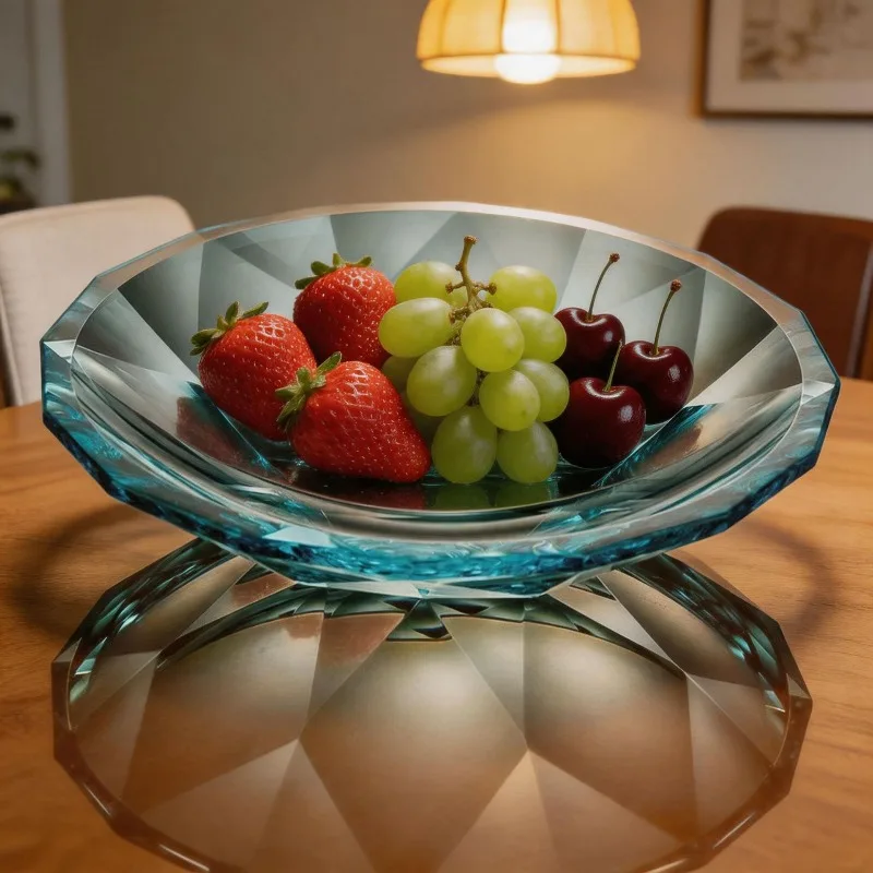 K9 crystal glass fruit plate, exquisite diamond surface high-end fruit plate, living room tea table snack candy refreshment 4