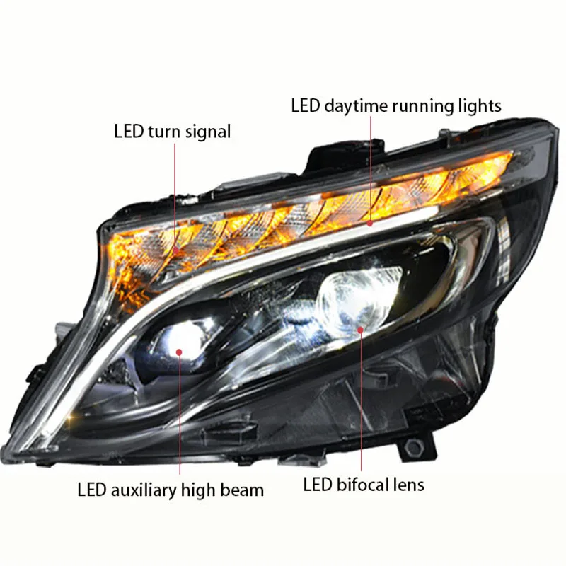 Left &Right Tuning Car Accessory Headlight For VITO 2017-2021 Headlights Full LED DRL Running lights Bi-Xenon Beam lights