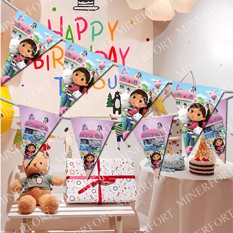 لافتة علم بيت الدمى من غابي لتزيين الحفلات، مستلزمات الحفلات للاستعمال مرة واحدة، زينة حفلات أعياد الميلاد وحفلات أعياد الميلاد، علم معلق #3