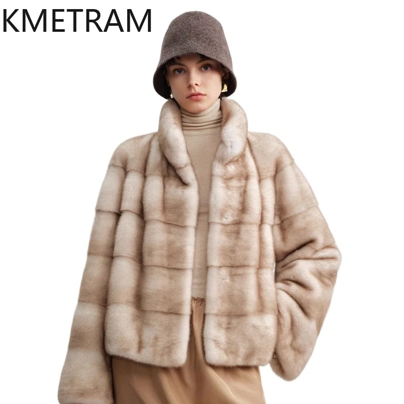 เสื้อโค้ทขนมิงค์แท้ 100% คุณภาพสูง หรูหรา สำหรับงานปาร์ตี้ เสื้อคลุมขนสั้นสำหรับฤดูหนาว ปี 2025 เสื้อแจ็คเก็ตขนสัตว์สำหรับผู้หญิง