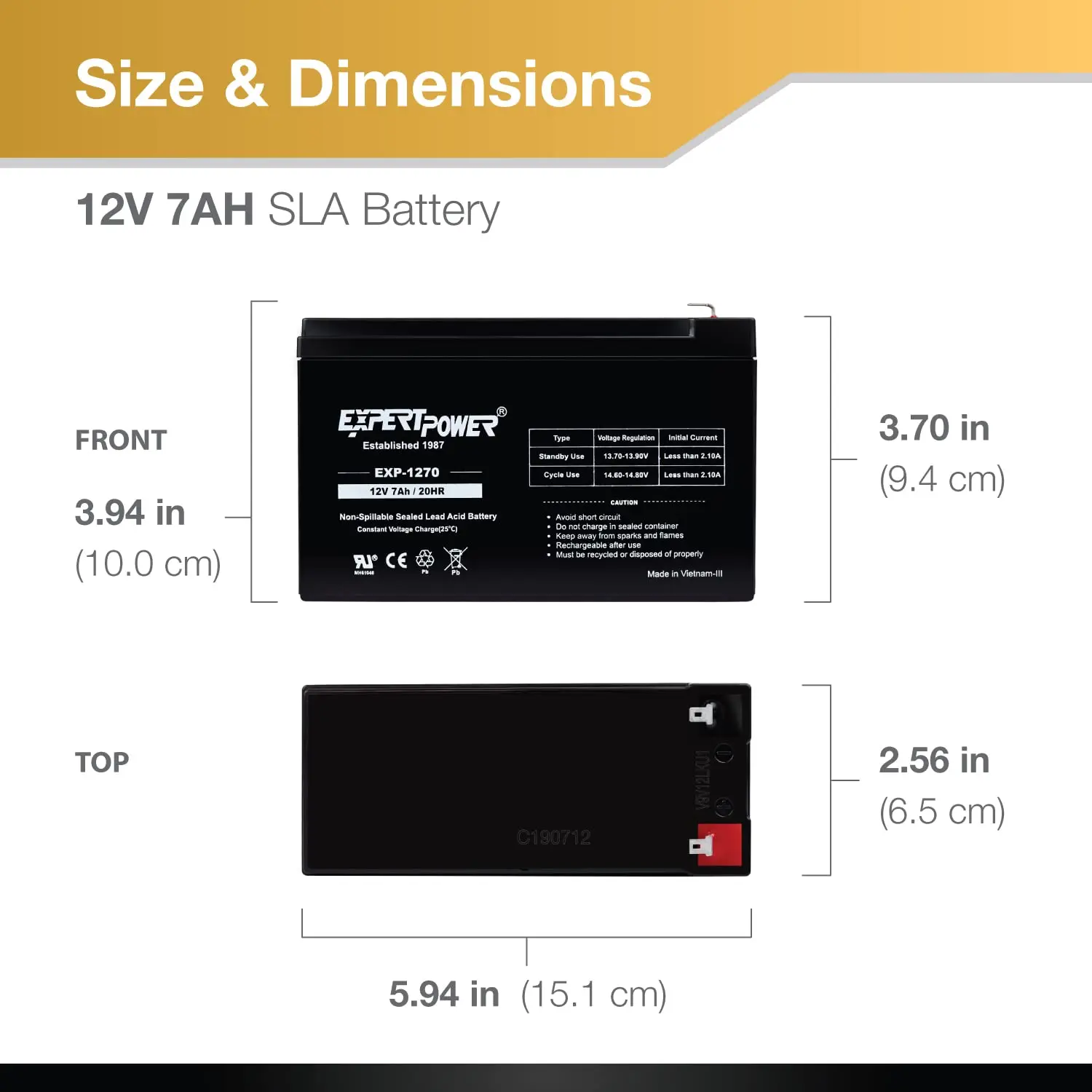 12V 7Ah Rechargeable Lead Acid Battery with F1 Terminals, 8 Pack, Customized