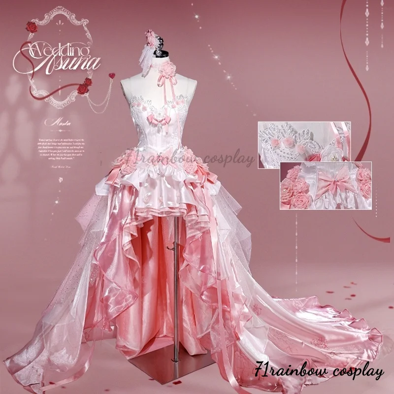 

Sword Art Online Yuuki Asuna Cosplay Costume Yuuki Asuna Rose Flower Wedding Dress Woman Christmas Outfits Costumes Cosplay