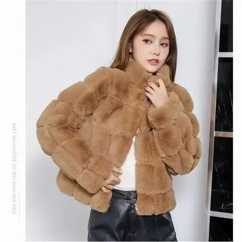 Women\'s Fur Integrated Jacket New Autumn Winter Short Imitation Mink Fur Coat Versatile Velvet Tops Female Outerwear Clothes