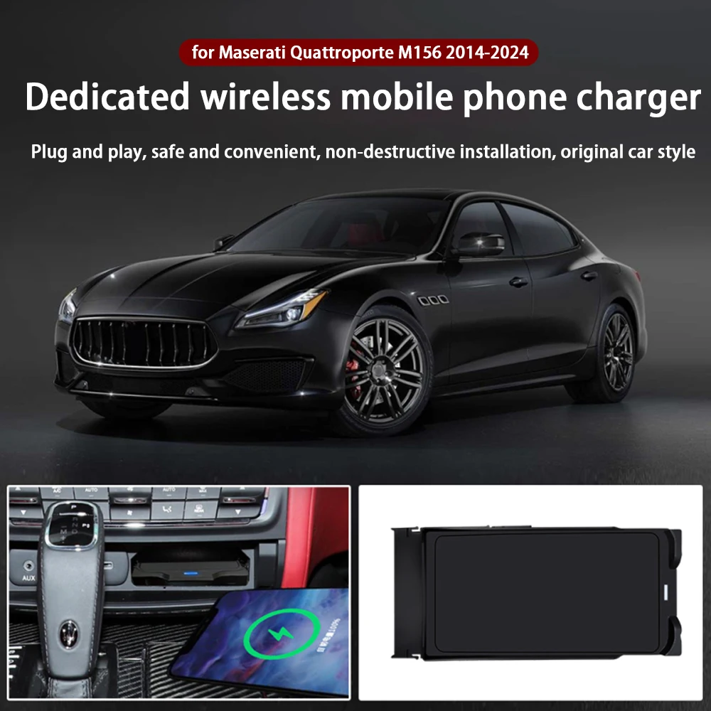 for Maserati Quattroporte M156 2014-2024 Center Console Storage Car Wireless Mobile Phone Charger QI 18W Magsafe Fast Charging - Image 2