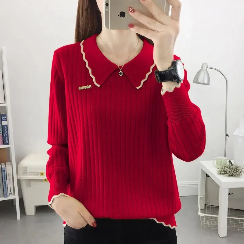 

2023 Autumn Women Sweaters Pullover Long Sleeve Casual Jumpers Korean Fashion Knitted Bottoming Shirt Soft Brown Pull Femme