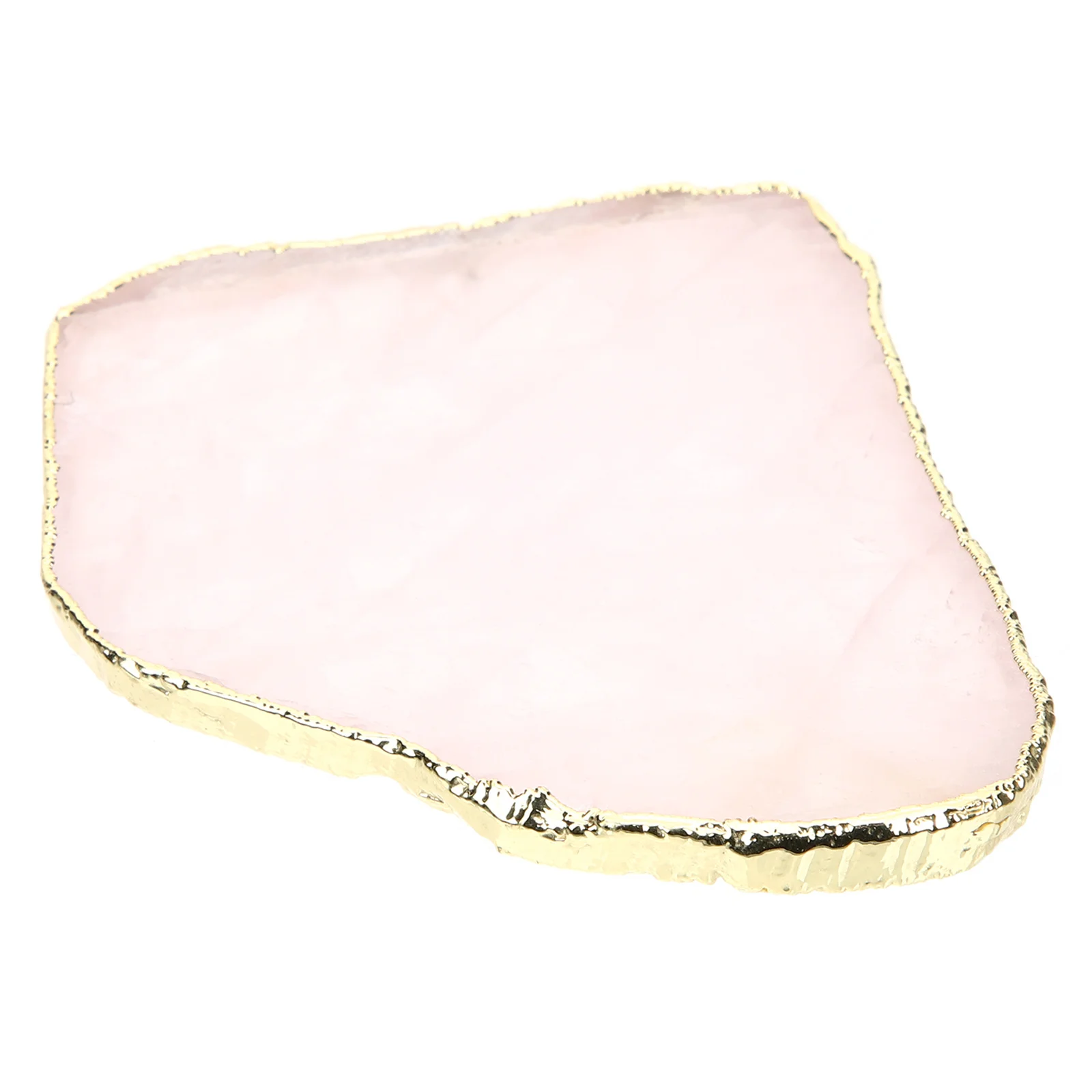 

Natural Pink Crystal Coaster Delicate Decorative Golden Trim Cup Mat Crystal Placemat Comfortable Table Decor for Home