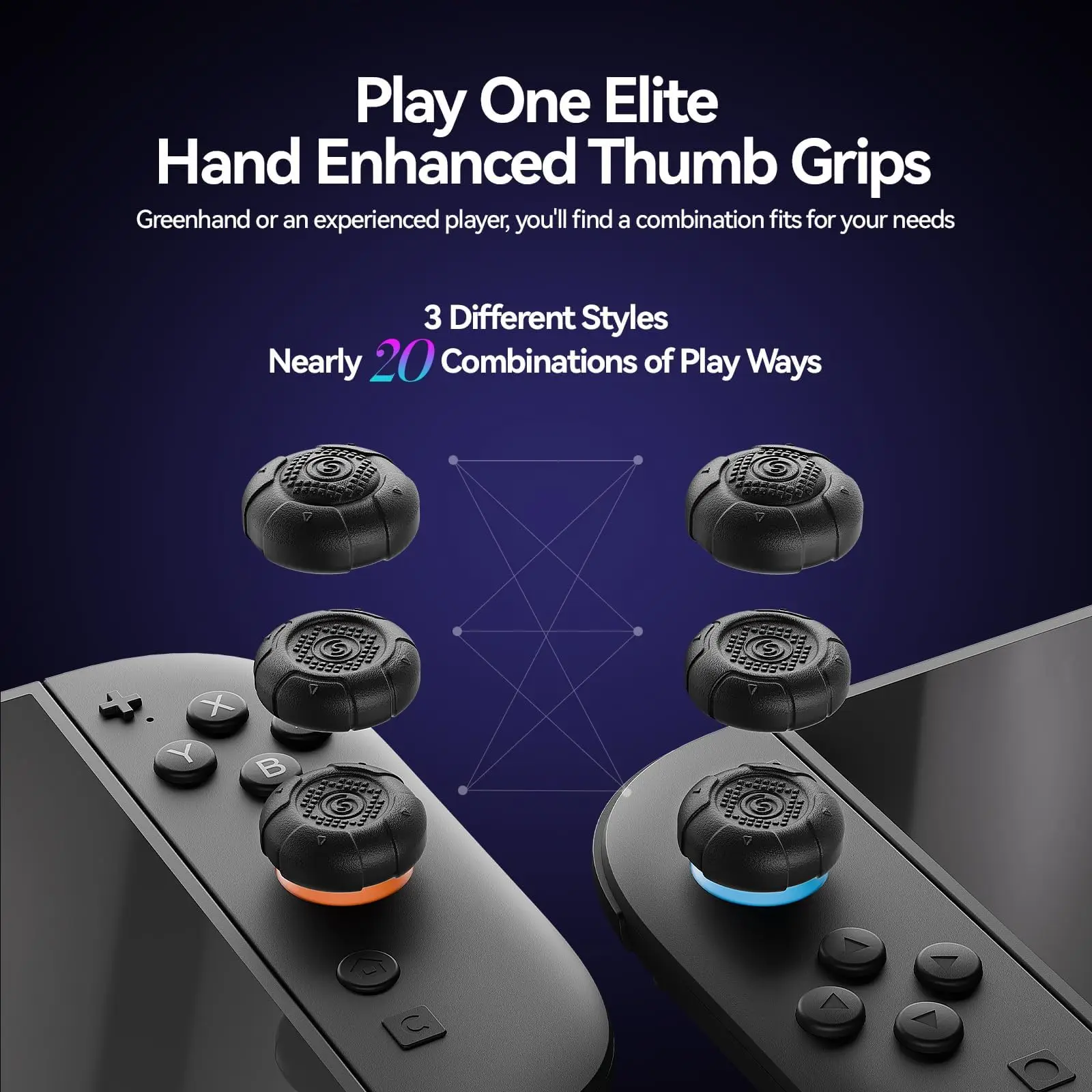 GeekShare G.S.Tac Edge Juego de tapas de agarre de pulgar de silicona, tapas de cubierta de joystick antideslizantes compatibles con Switch 2, 3 pares