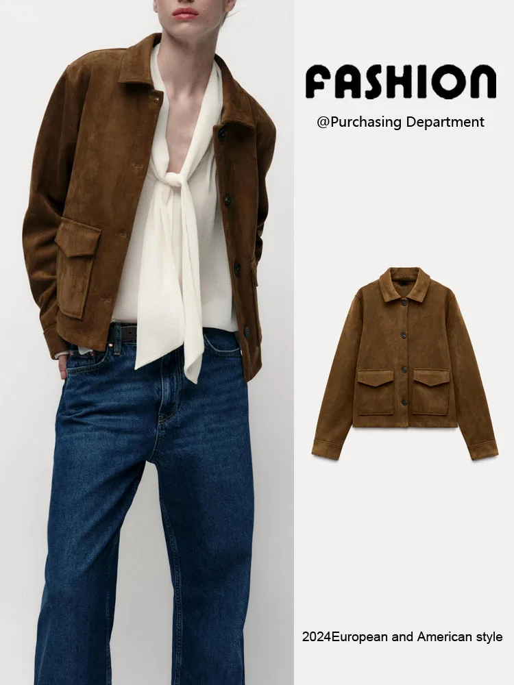 

Весенняя новинка: Женская универсальная куртка с длинными рукавами, воротником из бархатной ткани, для повседневной носки, тонкая, из чистого вельвета.