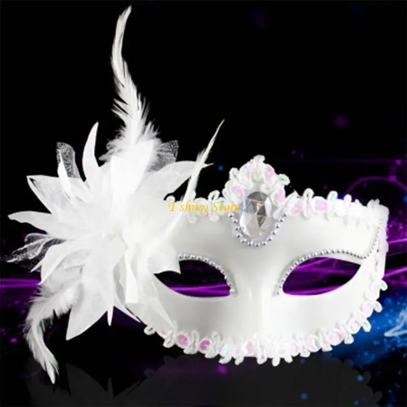 N58F – masques pour les yeux Sexy en plumes fleurs, pour mascarade, Costume danse, demi-masque d'halloween, masque